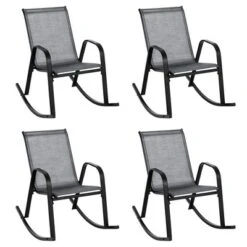 Tangkula 4pcs Patio Rocking Chair Heavy-Duty Metal Rocker Outdoor Anti-Slip Gray -Tangkula Shop GUEST 06c5cf86 402b 4eba 8202 5ecac7468e8a