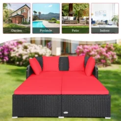 Tangkula Patio Rattan Daybed - Outdoor Cushioned Sofa with 4 Pillows 17 Tangkula Patio Rattan Daybed - Outdoor Cushioned Sofa with 4 Pillows -Tangkula Shop GUEST 06d5cbf9 683c 4092 acb2 69f796b2a4aa