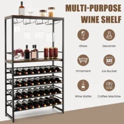 Tangkula 32 Bottles Drinks Rack Rustic Drinks Storage Holder Freestanding W/ Glass Holder -Tangkula Shop GUEST 06de6499 2f66 4d9e baeb ebb7b0fd959d
