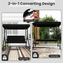 Tangkula 3-Seat Converting Patio Swing Chair and Porch Bed with Adjustable Canopy 15 Tangkula 3-Seat Converting Patio Swing Chair and Porch Bed with Adjustable Canopy -Tangkula Shop GUEST 06f1a7f7 2d51 4b11 8374 c02c92be2b27