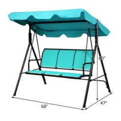 Tangkula Outdoor 3-Person Canopy Swing Chair with Adjustable Sun Shade - Blue -Tangkula Shop GUEST 06f7c62c 186f 42af ad7c 948d6462210c
