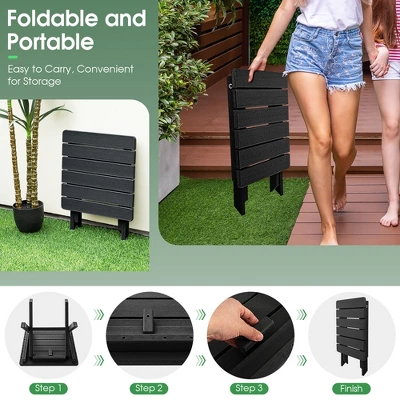 Tangkula 2 Pieces Folding Adirondack Side Table Poolside Garden Patio Black 5 Tangkula 2 Pieces Folding Adirondack Side Table Poolside Garden Patio Black - Image 5
