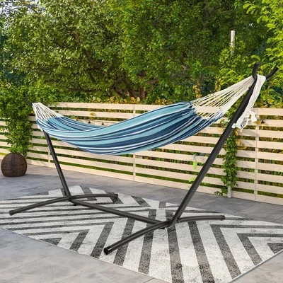 Tangkula Portable Indoor Outdoor 2-Person Double Hammock Set W/ Stand And Carrying Cases 3 Tangkula Portable Indoor Outdoor 2-Person Double Hammock Set W/ Stand And Carrying Cases - Image 3