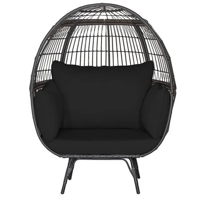 Tangkula Oversized Rattan Egg Chair - Outdoor Wicker Lounge Chair with 4 Cushions 4 Tangkula Oversized Rattan Egg Chair - Outdoor Wicker Lounge Chair with 4 Cushions - Image 4