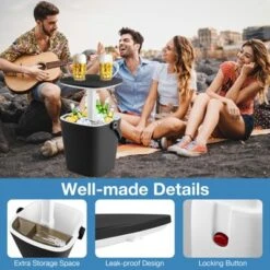 Tangkula Portable Cooler Table With Handle Cooler W/ Lift Top Lid & Bottle Opener 3-in-1 Outdoor Cocktail Drink Table Black/Blue -Tangkula Shop GUEST 0778eba6 6a22 475a a40f 72d2cde9c3b7