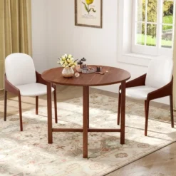 Tangkula 36" Foldable Kitchen Table Round Dining Table W/Solid Rubber Wood Legs -Tangkula Shop GUEST 0780dd43 ff92 430e 87f1 df0056a9db57