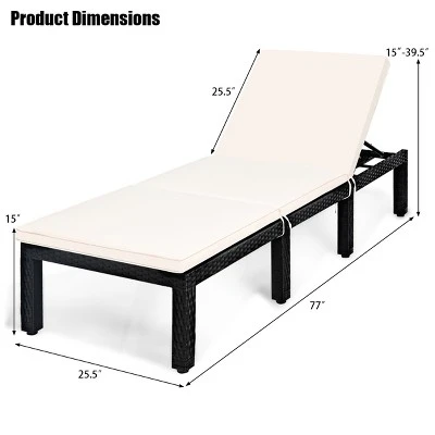 Tangkula Patio Rattan Lounge Chair Cushioned Chaise Height Adjustable 2 Tangkula Patio Rattan Lounge Chair Cushioned Chaise Height Adjustable - Image 2