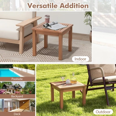 Tangkula Outdoor Adirondack Side Table 18" Square End Table W/ Slatted Tabletop 5 Tangkula Outdoor Adirondack Side Table 18" Square End Table W/ Slatted Tabletop - Image 5