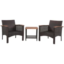 Tangkula 3PCS Patio Conversation Furniture Set PE Rattan Sofa Set W/Wood Top Table 11 Tangkula 3PCS Patio Conversation Furniture Set PE Rattan Sofa Set W/Wood Top Table -Tangkula Shop GUEST 07b7c229 6510 4596 8b40 fa174c1d2061