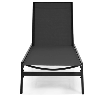 Tangkula Patio Chaise Lounger With 6-Postion Adjustable Backrest And Breathable Fabric Black 7 Tangkula Patio Chaise Lounger With 6-Postion Adjustable Backrest And Breathable Fabric Black - Image 7