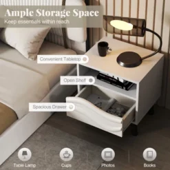 Tangkula Nightstand W/ Drawer 3D Wavy Pattern & Open Shelf Small Sofa Couch Side Table -Tangkula Shop GUEST 08534705 31aa 483a acea 0687e6fd7703