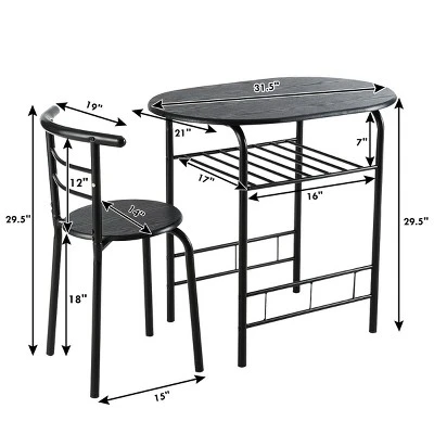 Tangkula 3 PCS Kitchen Dining Set Compact Bistro Pub 2 Chairs & Table 2 Tangkula 3 PCS Kitchen Dining Set Compact Bistro Pub 2 Chairs & Table - Image 2