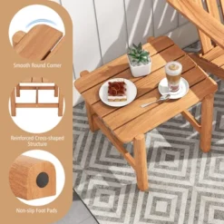Tangkula Patio Teak Wood Side Table with Slatted Tabletop -Tangkula Shop GUEST 0880abae 6f56 4c68 96ab 58aa356a21d6