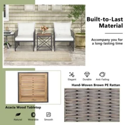 Tangkula Outdoor 3 Pieces Patio Rattan Chair & Coffee Table Set Furniture Set Backyard Poolside -Tangkula Shop GUEST 08adbabc a36b 4703 a4e3 c6d958c8de36