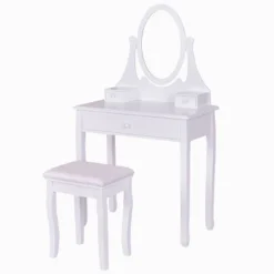 Tangkula Mirrored Dressing Table Wooden Vanity Makeup Unit W/ Cushioned Stool 16 Tangkula Mirrored Dressing Table Wooden Vanity Makeup Unit W/ Cushioned Stool -Tangkula Shop GUEST 094075e7 3f7b 41f0 a9a3 7cb624522079