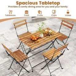 Tangkula 5-Piece Patio Dining Set with Acacia Wood and 4 Folding Chairs -Tangkula Shop GUEST 09705cc9 cc64 49a5 aa71 38dce05618bc