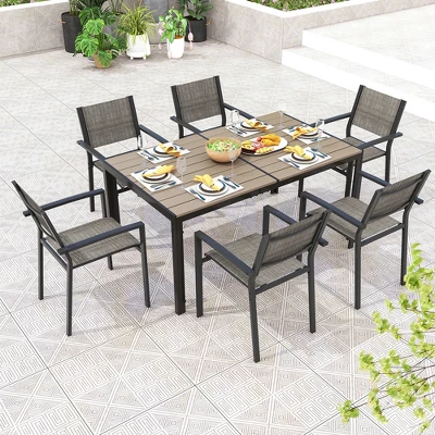 Tangkula 59" X 35" Large Rectangle Outside Table W/ Metal Legs Accommodate Up To 6 2 Tangkula 59" X 35" Large Rectangle Outside Table W/ Metal Legs Accommodate Up To 6 - Image 2