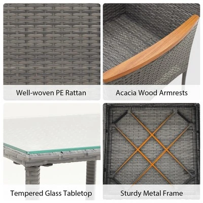 Tangkula 5 Pieces Wicker Patio Furniture Set PE Rattan Porch Chairs W/ Ottomans 7 Tangkula 5 Pieces Wicker Patio Furniture Set PE Rattan Porch Chairs W/ Ottomans - Image 7