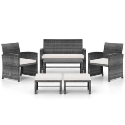 Tangkula 6-Piece Outdoor Patio Conversation Set with PE Rattan Sectional Sofa and Ottomans -Tangkula Shop GUEST 09be2f8a 6460 453f afdd 78ff3759d9cf