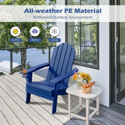 Tangkula 4PCS Patio Folding Adirondack Chair Weather Resistant Cup Holder Yard Navy 4 Tangkula 4PCS Patio Folding Adirondack Chair Weather Resistant Cup Holder Yard Navy - Image 4