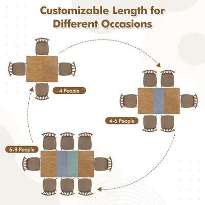 Tangkula Extendable Dining Table - 3-Stage Farmhouse Kitchen Table for 4-8 People 6 Tangkula Extendable Dining Table - 3-Stage Farmhouse Kitchen Table for 4-8 People - Image 6