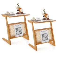 Tangkula 1pc/2pcs Z-shaped Side Table W/ Rattan Shelf Glass Top End Table W/ Magazine Rack Space-saving Sofa Side Bedside Table 19 Tangkula 1pc/2pcs Z-shaped Side Table W/ Rattan Shelf Glass Top End Table W/ Magazine Rack Space-saving Sofa Side Bedside Table -Tangkula Shop GUEST 0ab13ad0 7db9 4ce9 b658 e0461c042938