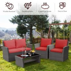 Tangkula 4-Piece Rattan Wicker Patio Outdoor Furniture Sofa Set With Cushions & Tempered Glass Table 20 Tangkula 4-Piece Rattan Wicker Patio Outdoor Furniture Sofa Set With Cushions & Tempered Glass Table -Tangkula Shop GUEST 0ac07dbf e3eb 4a4a 98ba 0e01a56a4f1f