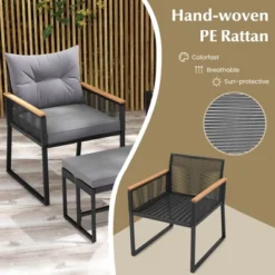Tangkula 5 Piece Patio Conversation Set PE Rattan Wicker Chairs W/ 2 Ottomans Soft Cushions -Tangkula Shop GUEST 0b336f72 1b3b 44a4 9a33 41a33ef22fe8