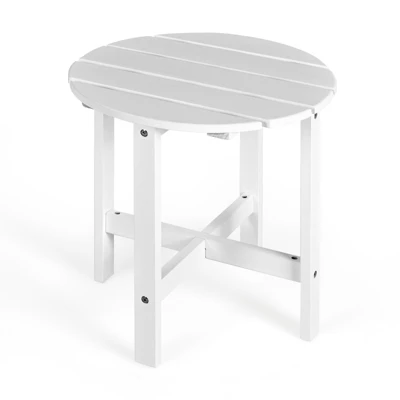 Tangkula 18’’ Outdoor Round Side Table Wooden Coffee Table Suitable For Garden Patio Balcony White/Gray/Black 4 Tangkula 18’’ Outdoor Round Side Table Wooden Coffee Table Suitable For Garden Patio Balcony White/Gray/Black - Image 4