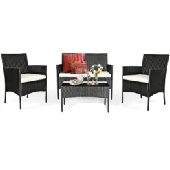 Tangkula 4-Piece Rattan Patio Conversation Set with Cushioned Sofa -Tangkula Shop GUEST 0b44e241 f278 4737 a9a7 6e4d05d6cd0c