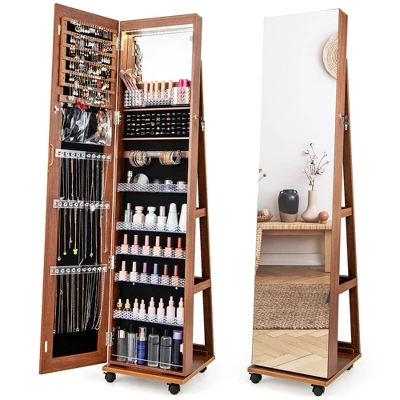 Tangkula 64" Jewelry Organizer Lockable Jewelry Cabinet Armoire W/ Mirror & LED Lights 10 Tangkula 64" Jewelry Organizer Lockable Jewelry Cabinet Armoire W/ Mirror & LED Lights - Image 10