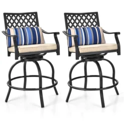 Tangkula 2PCS Patio Swivel Chairs Outdoor Bar Height Chair Set W/ Cushions & Lumbar Pillows -Tangkula Shop GUEST 0b52241d 8770 4846 8358 8f1763651487
