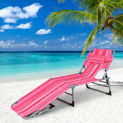 Tangkula Lounge Chair Beach Chair W/ Face Arm Hole Detachable Pillow Adjustable Backrest Side Pocket Outdoor Folding Chaise Sunbathing Chair Hot Pink 1 Tangkula Lounge Chair Beach Chair W/ Face Arm Hole Detachable Pillow Adjustable Backrest Side Pocket Outdoor Folding Chaise Sunbathing Chair Hot Pink