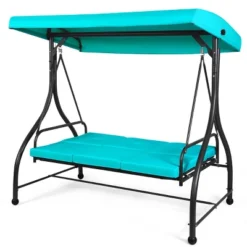 Tangkula 3 Person Porch Swing Hammock Bench Chair Outdoor With Canopy Turquoise/Beige/ Black/Brown/Wine Red -Tangkula Shop GUEST 0b75557f 2ed0 4219 808f ea04325ed9ac