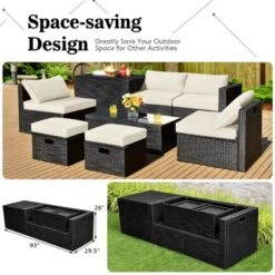 Tangkula 8PCS Patio Conversation Set Sectional Sofa Set, All-Weather PE Rattan, Tempered Glass Table & Washable Cushion Covers -Tangkula Shop GUEST 0b81fb24 9f67 462c a73d 8c055ef483fa