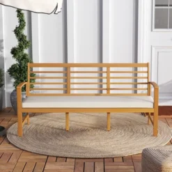 Tangkula 64" Acacia Wood 3-Seat Patio Bench with Off-White Cushion 11 Tangkula 64" Acacia Wood 3-Seat Patio Bench with Off-White Cushion -Tangkula Shop GUEST 0b9b5d93 bfd8 4972 8c62 7474cd80af0e