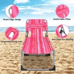 Tangkula Lounge Chair Beach Chair W/ Face Arm Hole Detachable Pillow Adjustable Backrest Side Pocket Outdoor Folding Chaise Sunbathing Chair Hot Pink 16 Tangkula Lounge Chair Beach Chair W/ Face Arm Hole Detachable Pillow Adjustable Backrest Side Pocket Outdoor Folding Chaise Sunbathing Chair Hot Pink -Tangkula Shop GUEST 0bd00b45 472e 4f70 8d5c 294dea740260 1