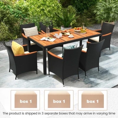 Tangkula 9 PCS Patio Dining Set For 8 Large Conversation Set W/ Umbrella Hole Seat Cushion 3 Tangkula 9 PCS Patio Dining Set For 8 Large Conversation Set W/ Umbrella Hole Seat Cushion - Image 3