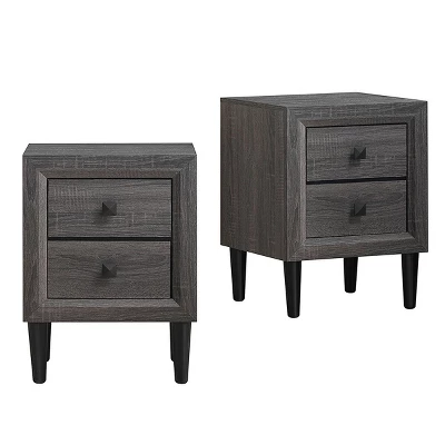 Tangkula 2PCS 2 Drawers Nightstand Bedside End Table Storage Display Bedroom 2 Tangkula 2PCS 2 Drawers Nightstand Bedside End Table Storage Display Bedroom - Image 2