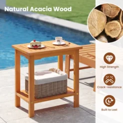 Tangkula 2-Tier Outdoor Acacia Wood Side Table with Slatted Storage Shelf -Tangkula Shop GUEST 0beff119 3d02 475f acf8 29a767bda361 1