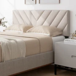 Tangkula Linen Fabric Upholstered Headboard Rectangular Headboard W/ Solid Wood Legs -Tangkula Shop GUEST 0bf025a3 aef3 4d91 9b8c 73a5511051cf