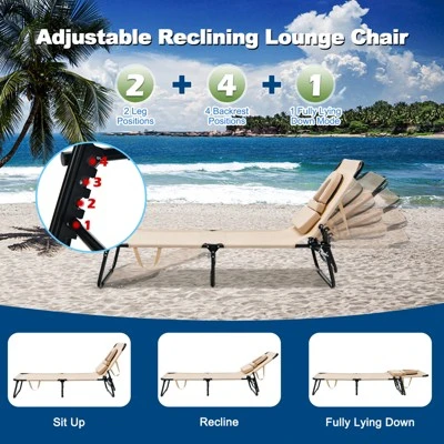 Tangkula Outdoor Folding Beach Chaise Lounge Chair - Adjustable 5-Position Recliner 5 Tangkula Outdoor Folding Beach Chaise Lounge Chair - Adjustable 5-Position Recliner - Image 5