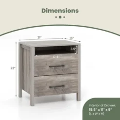 Tangkula Nightstand W/ 2 Drawers Farmhouse Bed Side Table W/ Open Storage Shelf -Tangkula Shop GUEST 0c623201 be4e 4775 b764 3e883bb19889