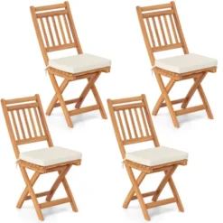 Tangkula Set of 4 Folding Acacia Wood Patio Chairs with Seat Cushions -Tangkula Shop GUEST 0c645d70 9e49 4505 9421 821a85bd3fcf