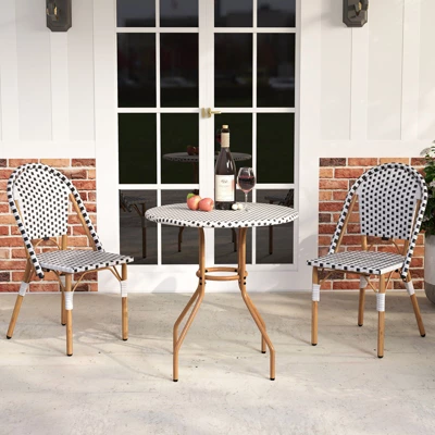 Tangkula 27.5" Outdoor PE Rattan Bistro Table with Heavy Duty Metal Frame 2 Tangkula 27.5" Outdoor PE Rattan Bistro Table with Heavy Duty Metal Frame - Image 2