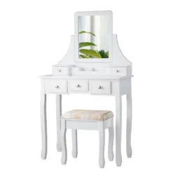 Tangkula Rotatable Mirror Vanity Set Makeup Dressing Table And Stool W/ 5 Drawers -Tangkula Shop GUEST 0cd2a765 4768 4b73 be98 827f6be9a830