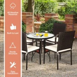Tangkula 4 PCS Stackable Rattan Outdoor Dining Chairs with Waterproof Cushions -Tangkula Shop GUEST 0cfdd7c0 703f 451c a282 608670cd624b