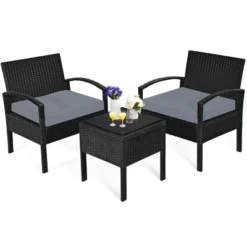 Tangkula 3 Pieces Patio Set Outdoor Wicker Rattan Furniture W/ Cushions Gray 9 Tangkula 3 Pieces Patio Set Outdoor Wicker Rattan Furniture W/ Cushions Gray -Tangkula Shop GUEST 0d06f4a3 8383 48aa b912 8757fc70a354
