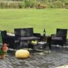 Tangkula 4-Piece Outdoor Rattan Conversation Set with Dual-Color Cushions