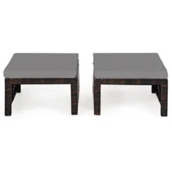 Tangkula 2 PCS Outdoor Wicker Ottoman Patio Rattan Furniture Metal Footrest Seat Square Footstool With Cushion -Tangkula Shop GUEST 0d96669d fec0 4f9d bac5 08fd65d04861